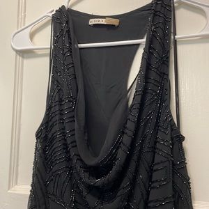 Alice + Olivia Fully Beaded Black Racerback Mini Dress